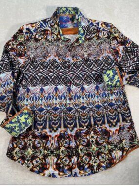 Robert Graham Mens  Dwellers Scorpion Multicolor Abstract Flip Cuff XL